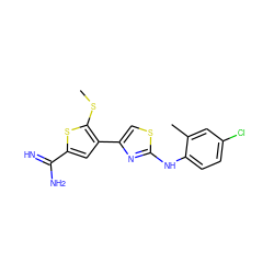 CSc1sc(C(=N)N)cc1-c1csc(Nc2ccc(Cl)cc2C)n1 ZINC000028012738