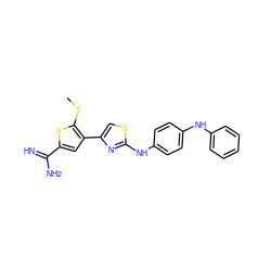 CSc1sc(C(=N)N)cc1-c1csc(Nc2ccc(Nc3ccccc3)cc2)n1 ZINC000028012836