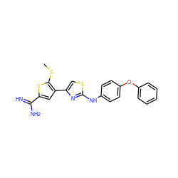 CSc1sc(C(=N)N)cc1-c1csc(Nc2ccc(Oc3ccccc3)cc2)n1 ZINC000028009073