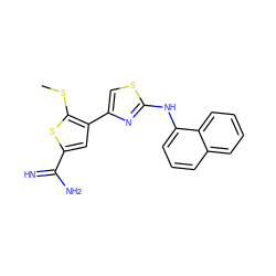 CSc1sc(C(=N)N)cc1-c1csc(Nc2cccc3ccccc23)n1 ZINC000028004620