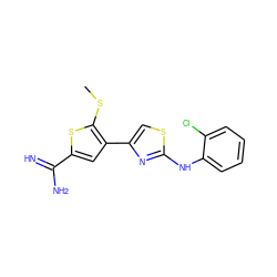 CSc1sc(C(=N)N)cc1-c1csc(Nc2ccccc2Cl)n1 ZINC000028004253