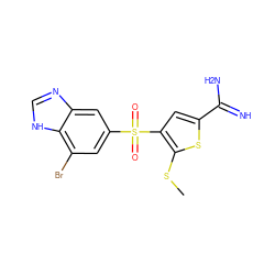 CSc1sc(C(=N)N)cc1S(=O)(=O)c1cc(Br)c2[nH]cnc2c1 ZINC000036330285