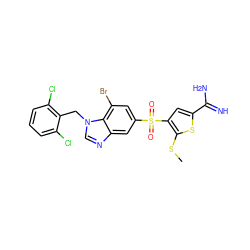 CSc1sc(C(=N)N)cc1S(=O)(=O)c1cc(Br)c2c(c1)ncn2Cc1c(Cl)cccc1Cl ZINC000036330276