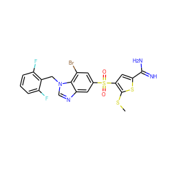 CSc1sc(C(=N)N)cc1S(=O)(=O)c1cc(Br)c2c(c1)ncn2Cc1c(F)cccc1F ZINC000036330272