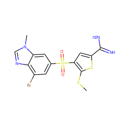 CSc1sc(C(=N)N)cc1S(=O)(=O)c1cc(Br)c2ncn(C)c2c1 ZINC000036330271