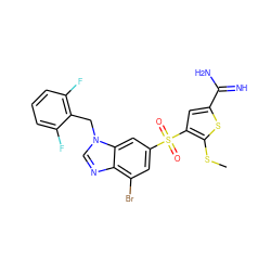 CSc1sc(C(=N)N)cc1S(=O)(=O)c1cc(Br)c2ncn(Cc3c(F)cccc3F)c2c1 ZINC000036330277