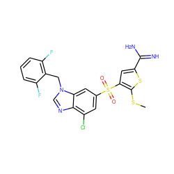 CSc1sc(C(=N)N)cc1S(=O)(=O)c1cc(Cl)c2ncn(Cc3c(F)cccc3F)c2c1 ZINC000036330260