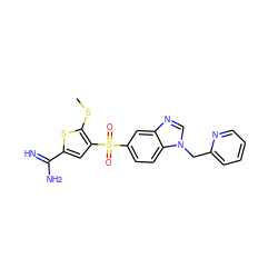 CSc1sc(C(=N)N)cc1S(=O)(=O)c1ccc2c(c1)ncn2Cc1ccccn1 ZINC000036330280