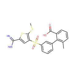 CSc1sc(C(=N)N)cc1S(=O)(=O)c1cccc(-c2c(C)cccc2C(=O)O)c1 ZINC000029038813