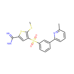 CSc1sc(C(=N)N)cc1S(=O)(=O)c1cccc(-c2cccc(C)n2)c1 ZINC000029038822