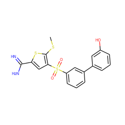 CSc1sc(C(=N)N)cc1S(=O)(=O)c1cccc(-c2cccc(O)c2)c1 ZINC000029038786