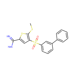 CSc1sc(C(=N)N)cc1S(=O)(=O)c1cccc(-c2ccccc2)c1 ZINC000029038771