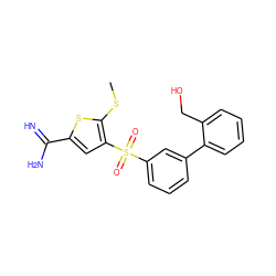 CSc1sc(C(=N)N)cc1S(=O)(=O)c1cccc(-c2ccccc2CO)c1 ZINC000029038791