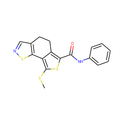 CSc1sc(C(=O)Nc2ccccc2)c2c1-c1sncc1CC2 ZINC001772606659