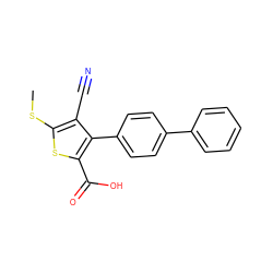 CSc1sc(C(=O)O)c(-c2ccc(-c3ccccc3)cc2)c1C#N ZINC000038147747