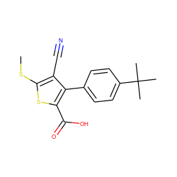 CSc1sc(C(=O)O)c(-c2ccc(C(C)(C)C)cc2)c1C#N ZINC000034892360