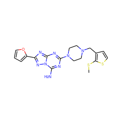 CSc1sccc1CN1CCN(c2nc(N)n3nc(-c4ccco4)nc3n2)CC1 ZINC000013581786