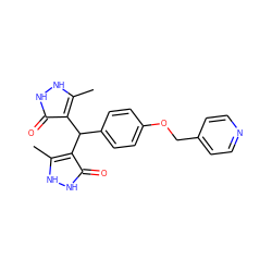 Cc1[nH][nH]c(=O)c1C(c1ccc(OCc2ccncc2)cc1)c1c(C)[nH][nH]c1=O ZINC001772570421