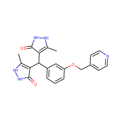 Cc1[nH][nH]c(=O)c1C(c1cccc(OCc2ccncc2)c1)c1c(C)[nH][nH]c1=O ZINC001772580493