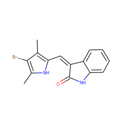 Cc1[nH]c(/C=C2\C(=O)Nc3ccccc32)c(C)c1Br ZINC000013671616