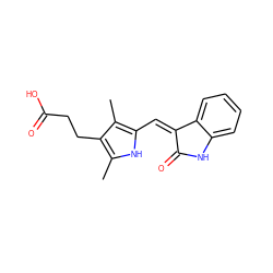 Cc1[nH]c(/C=C2\C(=O)Nc3ccccc32)c(C)c1CCC(=O)O ZINC000003834032