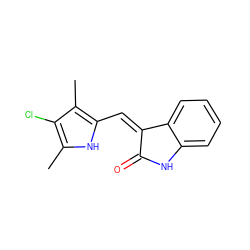 Cc1[nH]c(/C=C2\C(=O)Nc3ccccc32)c(C)c1Cl ZINC000013671618