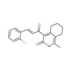 Cc1[nH]c(=O)c(C(=O)/C=C/c2ccccc2F)c2c1CCCC2 ZINC000008577599