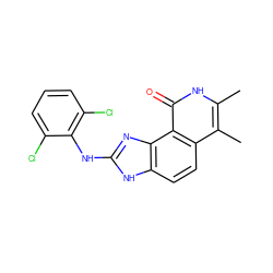 Cc1[nH]c(=O)c2c(ccc3[nH]c(Nc4c(Cl)cccc4Cl)nc32)c1C ZINC000000603772