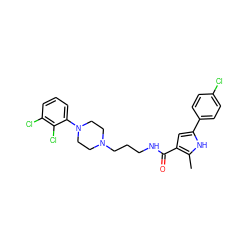 Cc1[nH]c(-c2ccc(Cl)cc2)cc1C(=O)NCCCN1CCN(c2cccc(Cl)c2Cl)CC1 ZINC000058575694