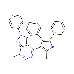 Cc1[nH]c(-c2ccccc2)c(-c2ccccc2)c1-c1nnc(C)c2nn(-c3ccccc3)cc12 ZINC000653793191