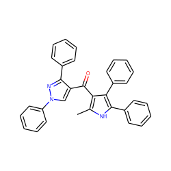 Cc1[nH]c(-c2ccccc2)c(-c2ccccc2)c1C(=O)c1cn(-c2ccccc2)nc1-c1ccccc1 ZINC000653799899