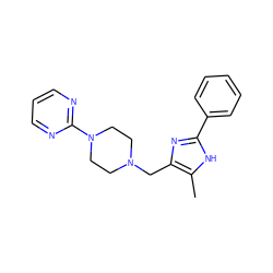 Cc1[nH]c(-c2ccccc2)nc1CN1CCN(c2ncccn2)CC1 ZINC000013760737