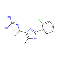 Cc1[nH]c(-c2ccccc2Cl)nc1C(=O)N=C(N)N ZINC000040404793