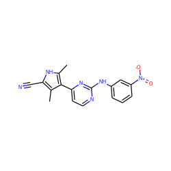 Cc1[nH]c(C#N)c(C)c1-c1ccnc(Nc2cccc([N+](=O)[O-])c2)n1 ZINC000014945948