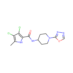 Cc1[nH]c(C(=O)NC2CCN(c3nnco3)CC2)c(Cl)c1Cl ZINC000073158282