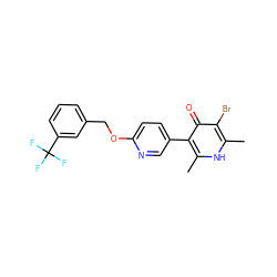 Cc1[nH]c(C)c(-c2ccc(OCc3cccc(C(F)(F)F)c3)nc2)c(=O)c1Br ZINC000045229396