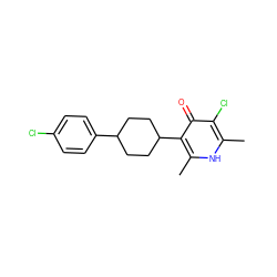 Cc1[nH]c(C)c(C2CCC(c3ccc(Cl)cc3)CC2)c(=O)c1Cl ZINC000040979316