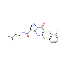 Cc1[nH]c2c(C(=O)NCCC(C)C)cnn2c(=O)c1Cc1ccccc1F ZINC000013110845