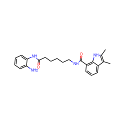 Cc1[nH]c2c(C(=O)NCCCCCC(=O)Nc3ccccc3N)cccc2c1C ZINC000117591538