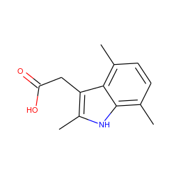 Cc1[nH]c2c(C)ccc(C)c2c1CC(=O)O ZINC000001577691