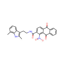 Cc1[nH]c2c(C)cccc2c1CCNC(=O)c1ccc2c(c1[N+](=O)[O-])C(=O)c1ccccc1C2=O ZINC000008672511