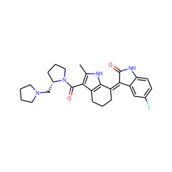 Cc1[nH]c2c(c1C(=O)N1CCC[C@H]1CN1CCCC1)CCC/C2=C1/C(=O)Nc2ccc(F)cc21 ZINC000096284764