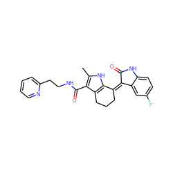 Cc1[nH]c2c(c1C(=O)NCCc1ccccn1)CCC/C2=C1/C(=O)Nc2ccc(F)cc21 ZINC000096284772