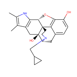 Cc1[nH]c2c(c1C)C[C@@]1(O)[C@H]3Cc4ccc(O)c5c4[C@@]1(CCN3CC1CC1)[C@H]2O5 ZINC000013762976