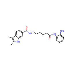 Cc1[nH]c2cc(C(=O)NCCCCCC(=O)Nc3ccccc3N)ccc2c1C ZINC000117588533