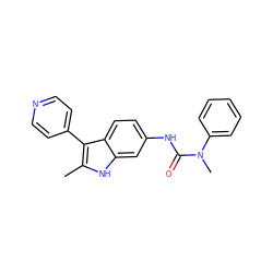 Cc1[nH]c2cc(NC(=O)N(C)c3ccccc3)ccc2c1-c1ccncc1 ZINC000036338551