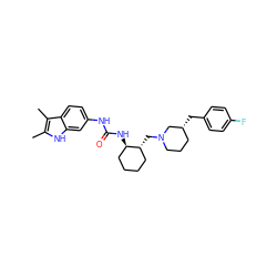 Cc1[nH]c2cc(NC(=O)N[C@@H]3CCCC[C@H]3CN3CCC[C@@H](Cc4ccc(F)cc4)C3)ccc2c1C ZINC000013613315