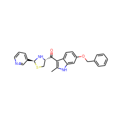 Cc1[nH]c2cc(OCc3ccccc3)ccc2c1C(=O)[C@@H]1CS[C@@H](c2cccnc2)N1 ZINC000013737514