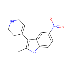 Cc1[nH]c2ccc([N+](=O)[O-])cc2c1C1=CCNCC1 ZINC000096910228