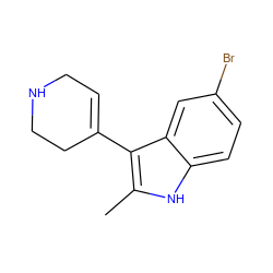 Cc1[nH]c2ccc(Br)cc2c1C1=CCNCC1 ZINC000096910224